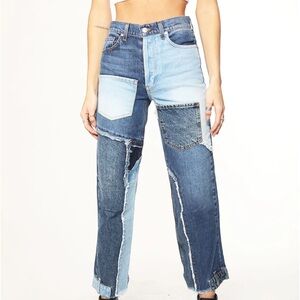 Revice Patchwork Straight Leg Jeans